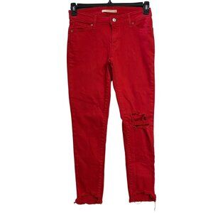 LEVIS 711 RED SKINNY RIP‎ KNEEJEANS SIZE 26